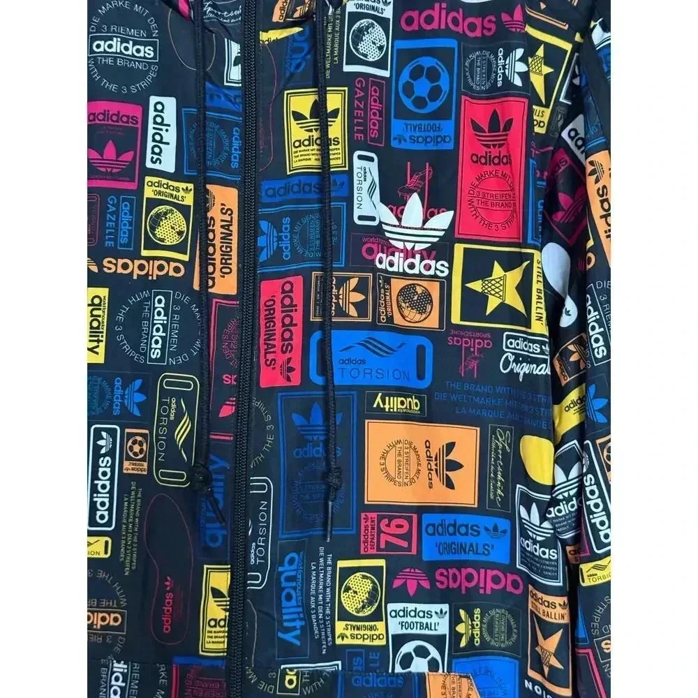 RARE Adidas Originals Men's Street Graphic Logo Windbreaker Hoodie Size M